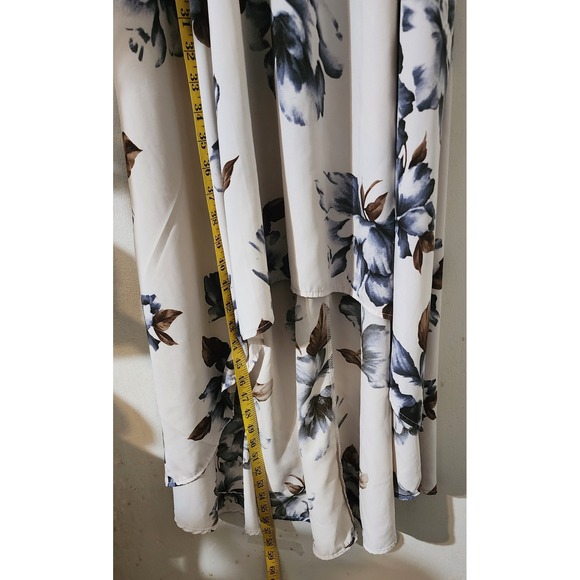 Tviatra Floral Maxi Dress Hi-Lo V-Neck Short Sleeve Beige Size Unknown Size M - Picture 6 of 7